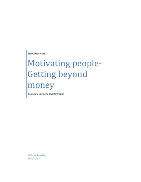 Motivating people: Getting beyond money .